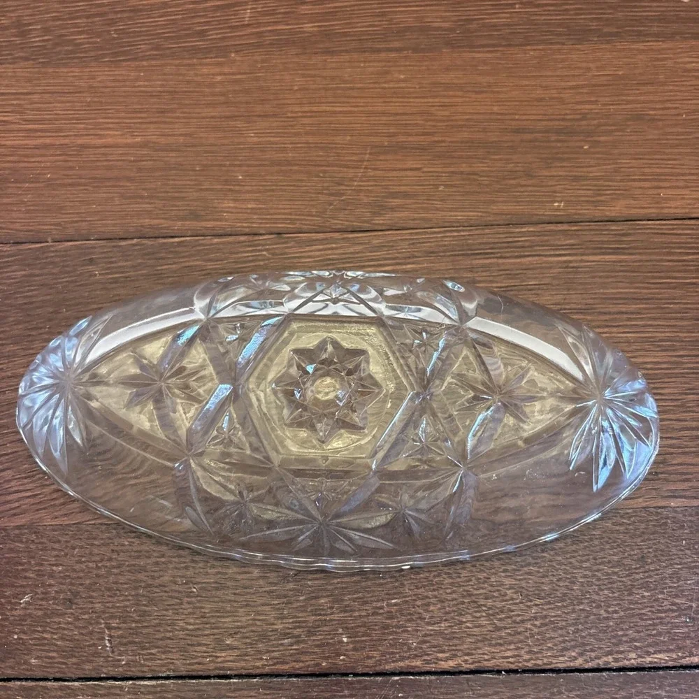Vintage Anchor Hocking American Prescut Oval Star Of‎ David Candy/Relish Dish